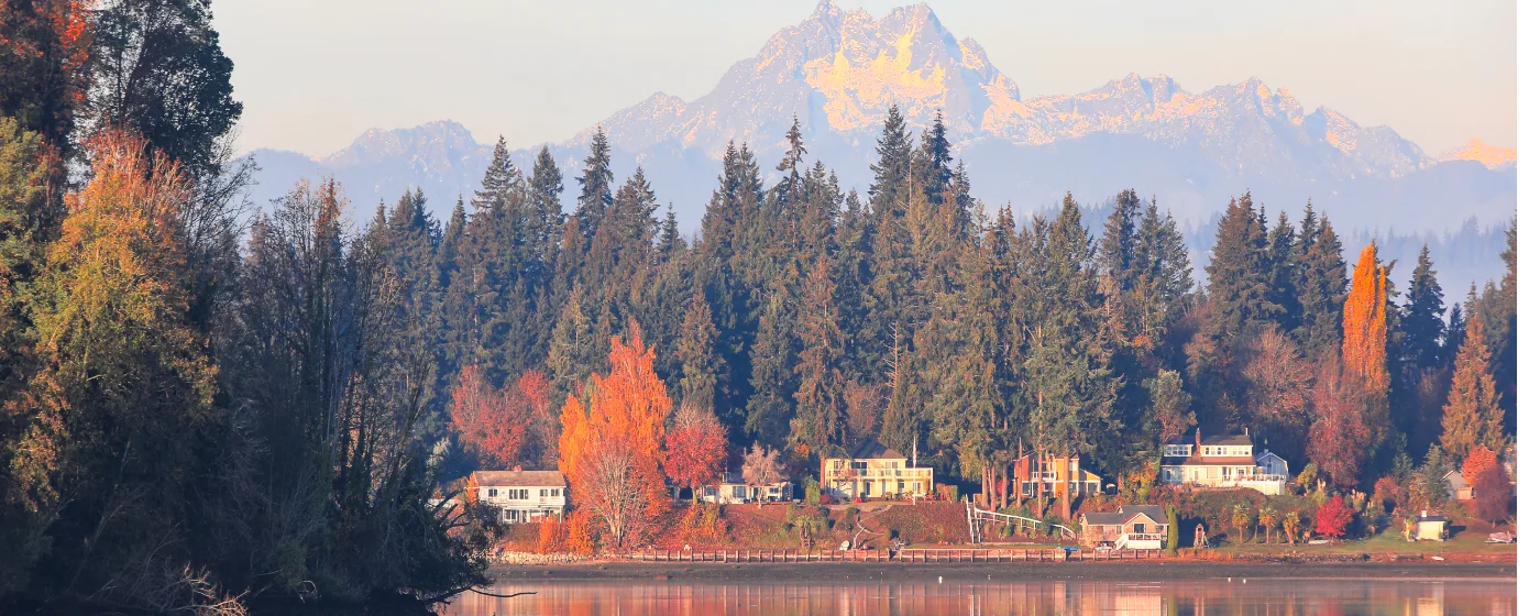 Sunset over Dyes Inlet with Olympic Mountains