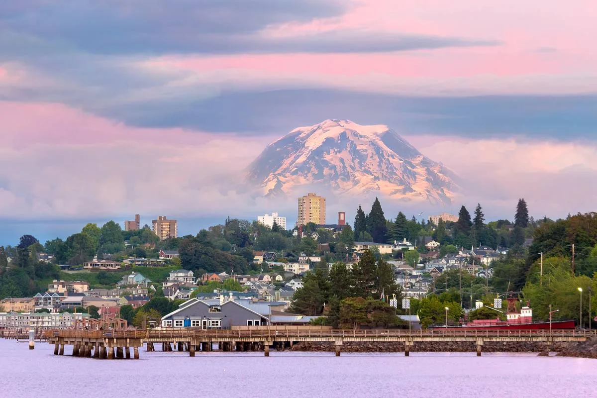 Mount Rainier over Tacoma Washington
